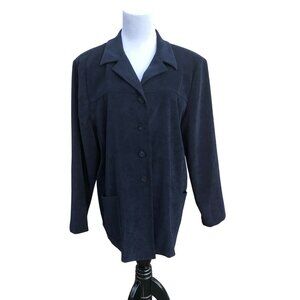 Worthington Womens Faux Suede Navy Blazer Moleskin Jacket Career 16P Classic